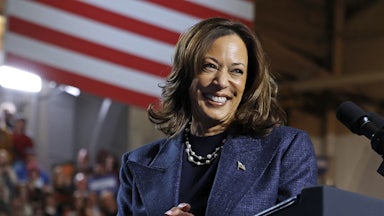 Kamala Harris grins