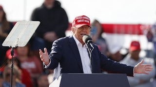 Donald Trump speaks rally in Vandalia, Ohio, on March 16, 2024.