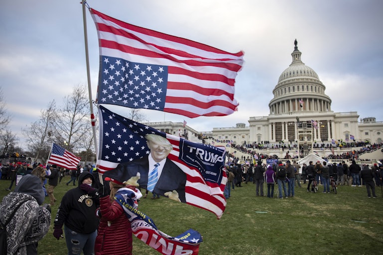 Pro-Trump protesters gather in front of the U.S. Capitol Building on January 6, 2021 in Washington, DC.