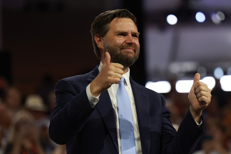 J.D. Vance smiles and gives two thumbs up