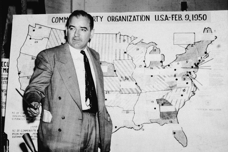 Joseph McCarthy testifying in the Army-McCarthy hearings in Washington, D.C., June 9, 1954