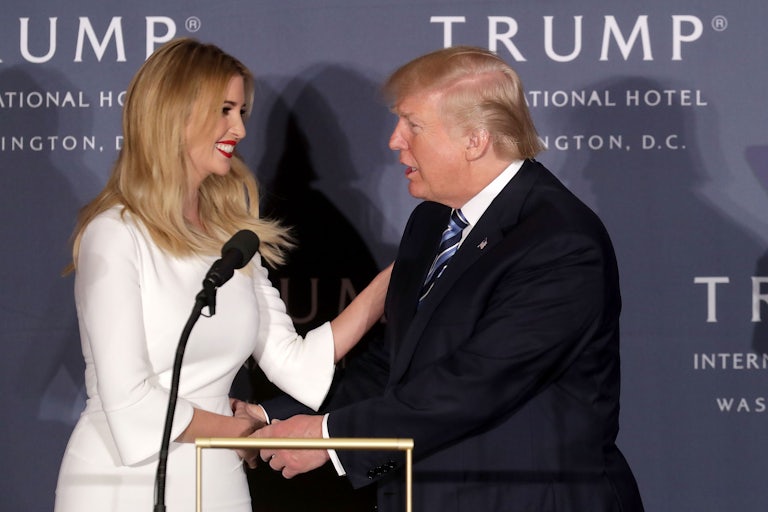 Donald Trump shakes hands with his daughter Ivanka