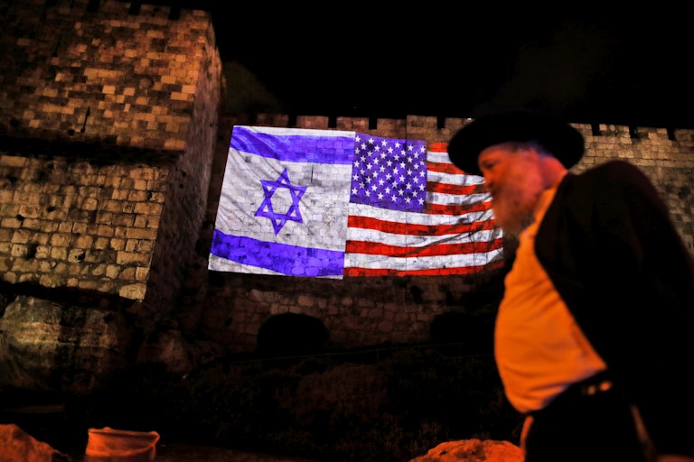 An American flag and Israel flag