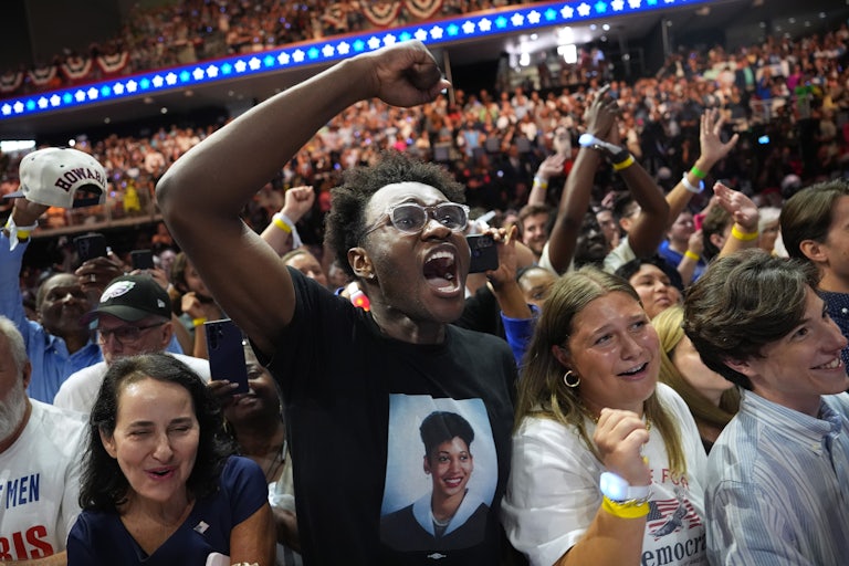 Harris supporters at a rally at Temple University
