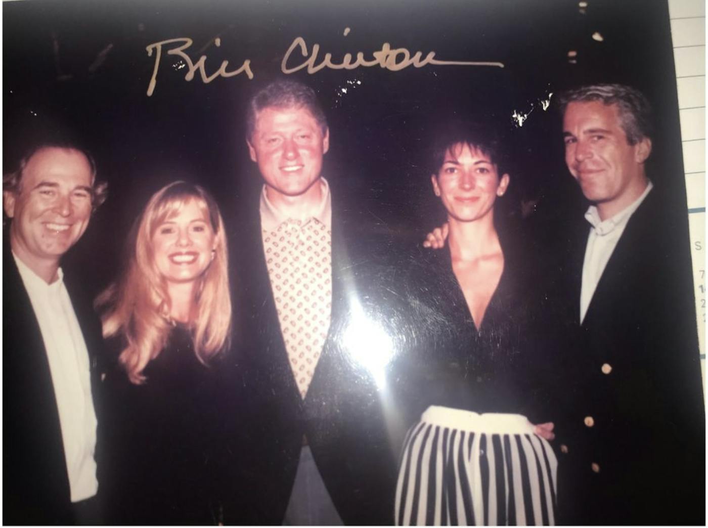 Bill Clinton signed photo with Epstein, Maxwell, and others