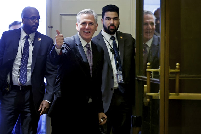 Representative Kevin McCarthy smiles and gives a thumbs up to the camera
