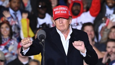 Former president Donald Trump speaks at a rally.