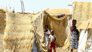 Children at a camp for people displaced by conflict in Sudan