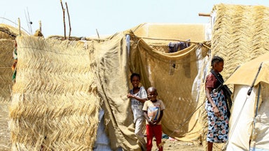Children at a camp for people displaced by conflict in Sudan