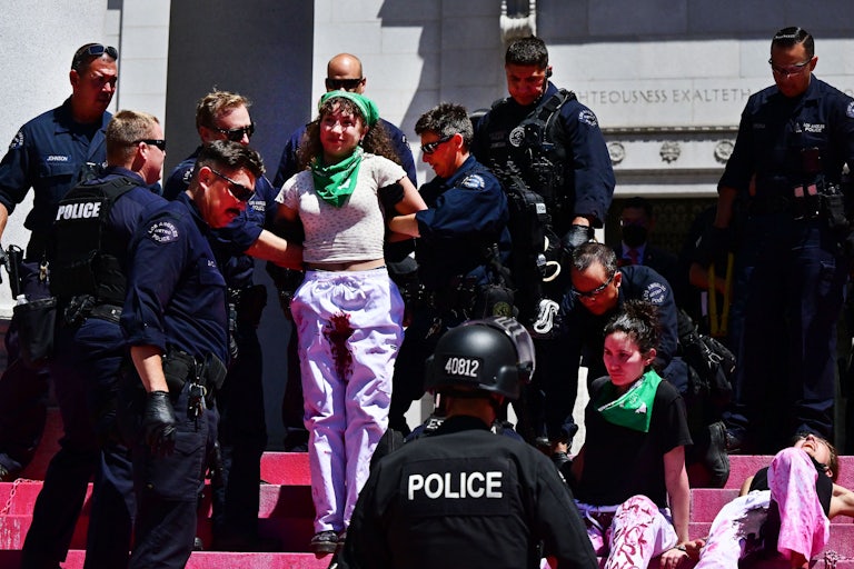 Police arrest abortion rights activists outside Los Angeles City Hall