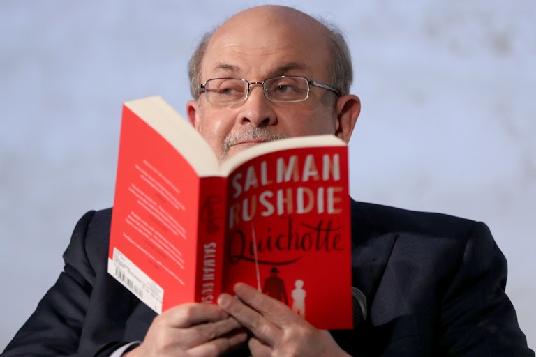 Rushdie at a reading in Berlin, Germany