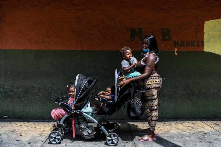mother with children in a stroller