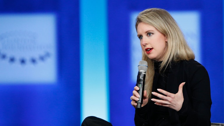 Theranos founder Elizabeth Holmes speaks at a Clinton Global Initiative conference.