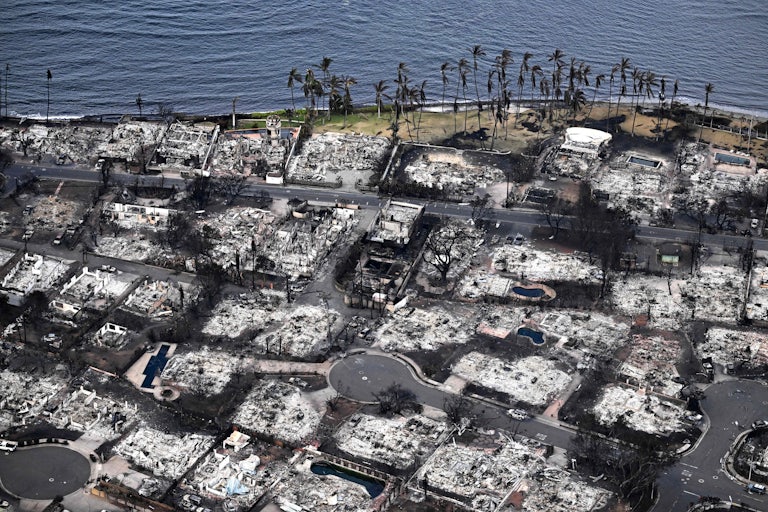 An aerial image of Lahaina in Western Maui, Hawaii