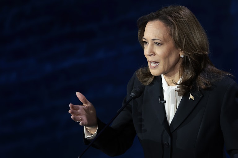 Kamala Harris debates Donald Trump for the first time during the presidential election campaign at The National Constitution Center in Philadelphia, Pennsylvania.