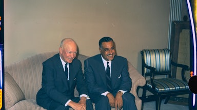 President Eisenhower meeting with President Gamal Abdel Nasser at the Waldorf-Astoria Hotel in New York, September 26, 1960