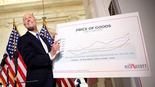 Senator Rick Scott talks about inflation at a GOP luncheon