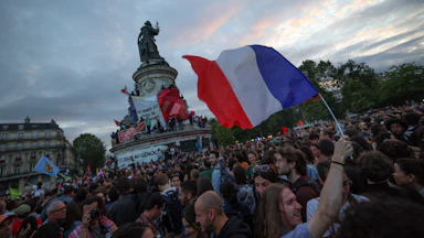 An election night rally at Place de la Republique in Paris