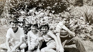 The author Lawrence Ingrassia (right) with his siblings Paul, Angela and Gina in August 1960 in Middletown, New York.