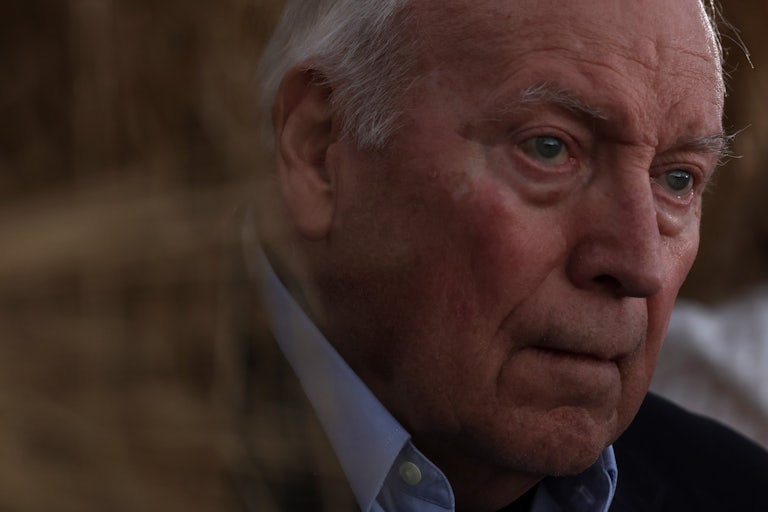 Dick Cheney looks forward during a Liz Cheney primary event