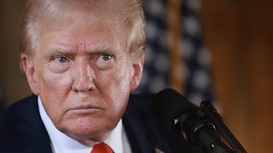 Donald Trump glares and frowns