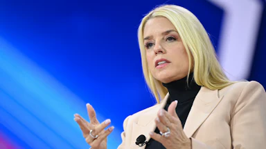 Pam Bondi gestures with hands