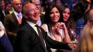 Jeff Bezos and Lauren Sanchez at the Robin Hood Benefit