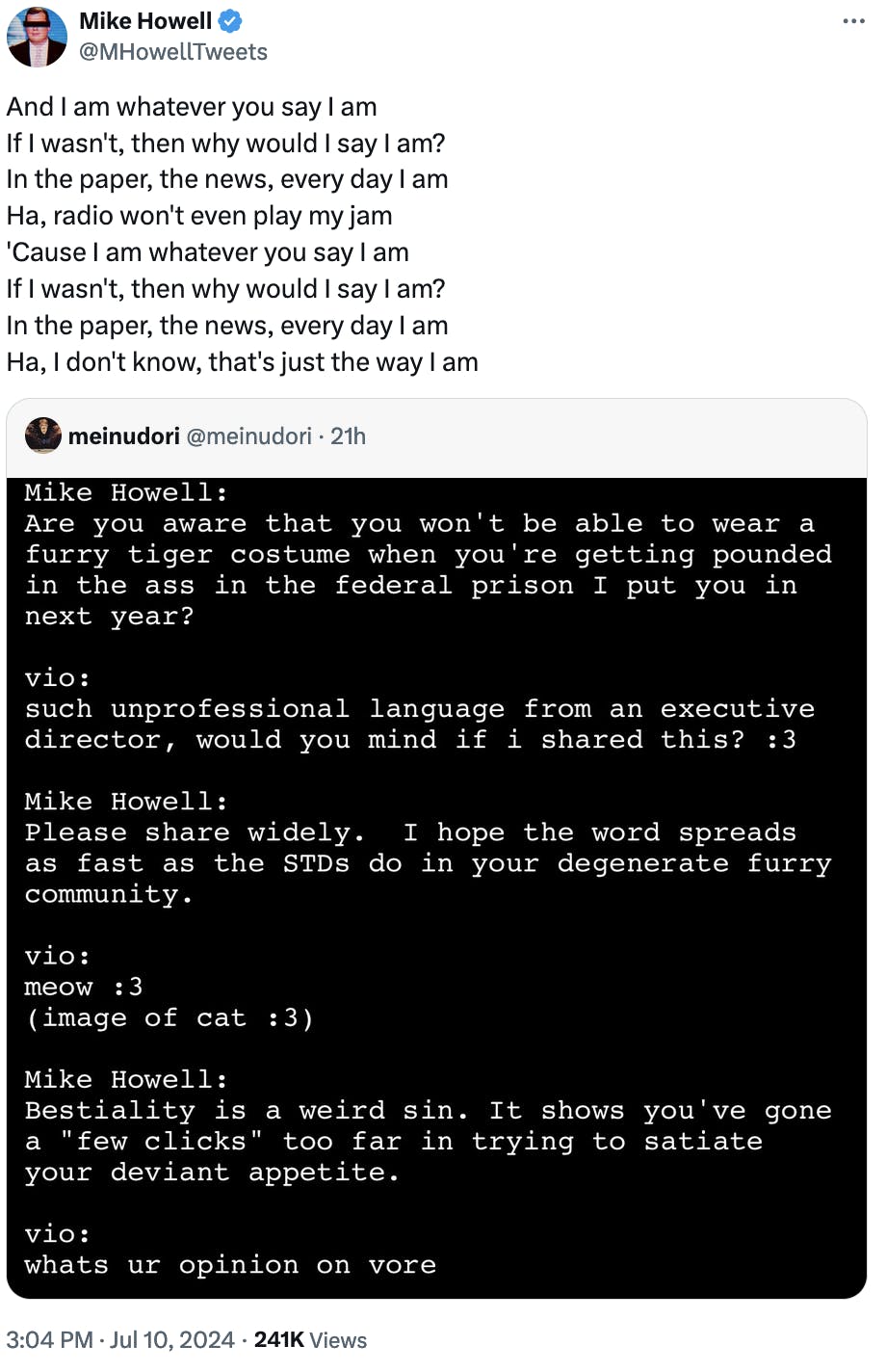 Twitter Screenshot Mike Howell