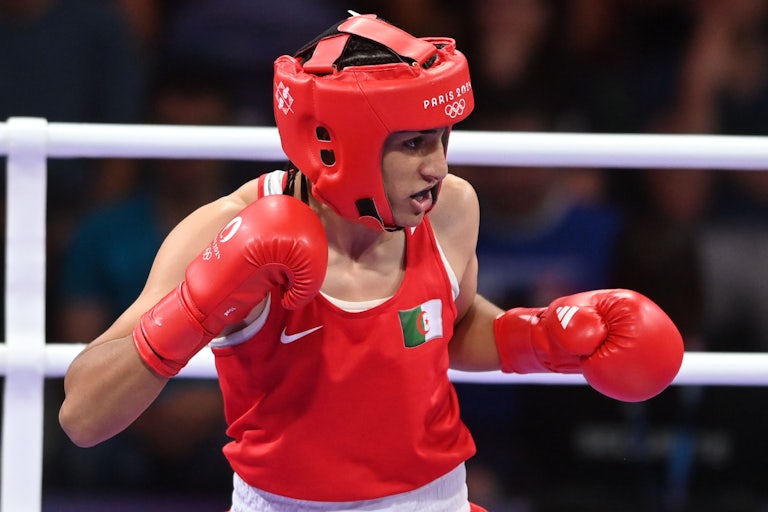 Algerian boxer Imane Khelif competes at the Olympics