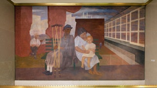 A detail from Ben Shahn’s mural “The Meaning of Social Security”, at the Wilbur J. Cohen Federal Building, Washington D.C.