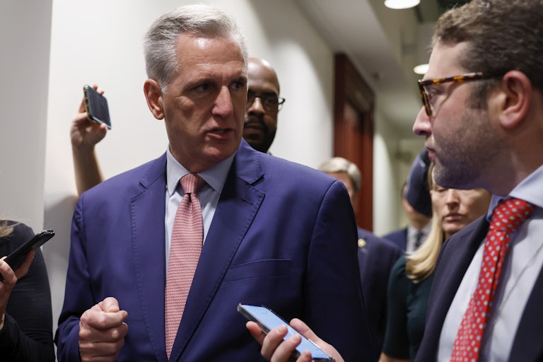 House Minority Leader Kevin McCarthy (R-CA) speaks to reporters on the Hill.