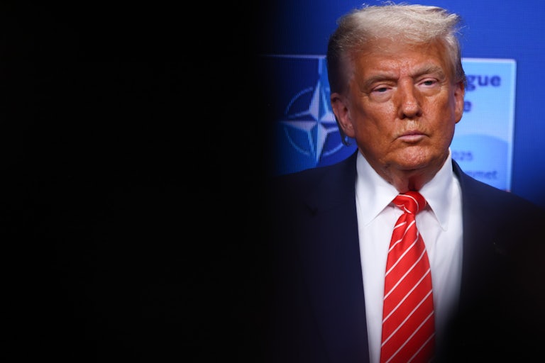 Donald Trump squints angrily