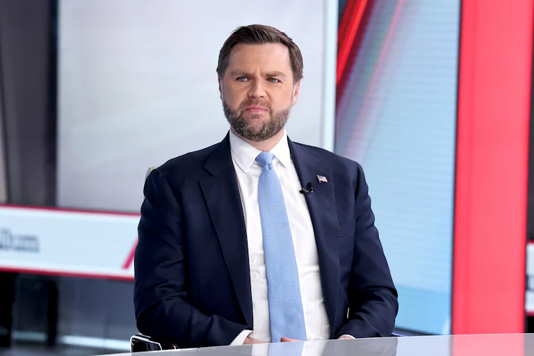 Vice President JD Vance sits on set at Fox News