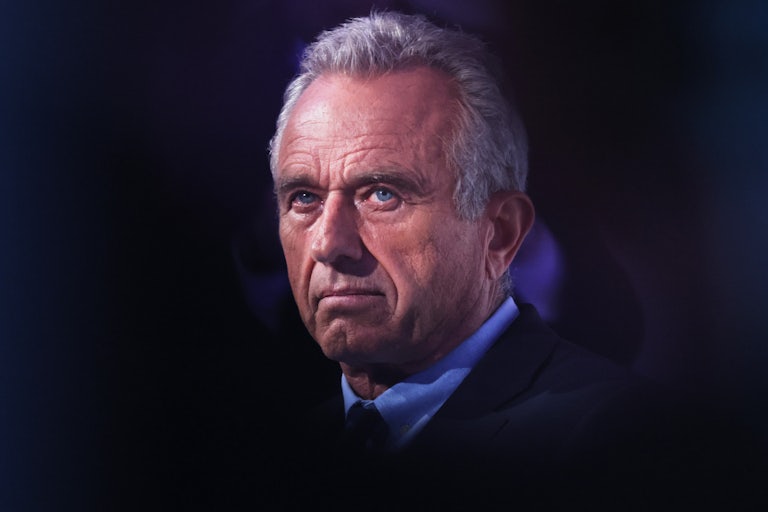 Robert F. Kennedy Jr. stares into the distance in a vaguely sinister manner
