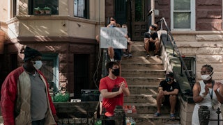 tenants in New York protest