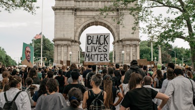 Supporters of the Black Lives Matter movement gather in Washington Square Park.