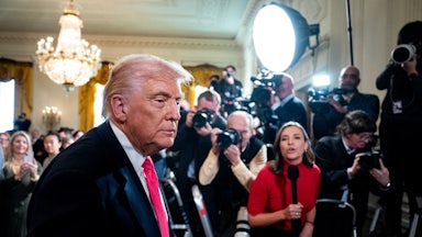 Trump speaking to reporters at the White House
