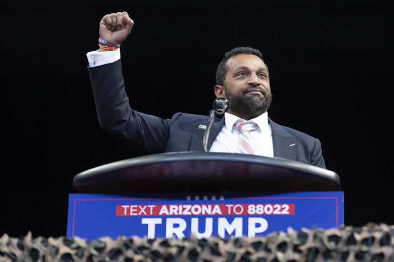 Kash Patel speaking at a lectern