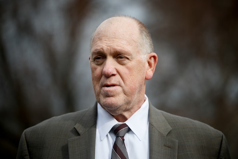Tom Homan speaks to reporters outside the White House