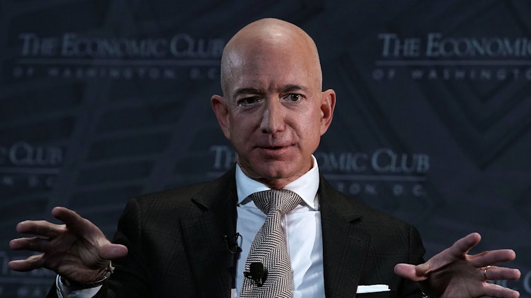 A close-up of Amazon founder Jeff Bezos