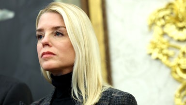 Attorney General Pam Bondi stands in the Oval Office