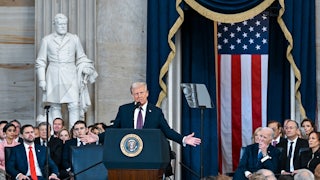 Donald Trump speaks at his transition.