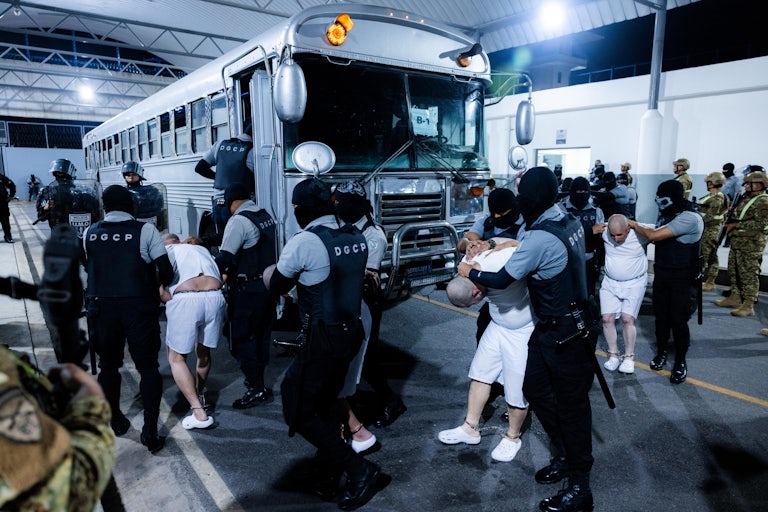 People arrive in El Salvador from the U.S. as part of Donald Trump’s mass deportations