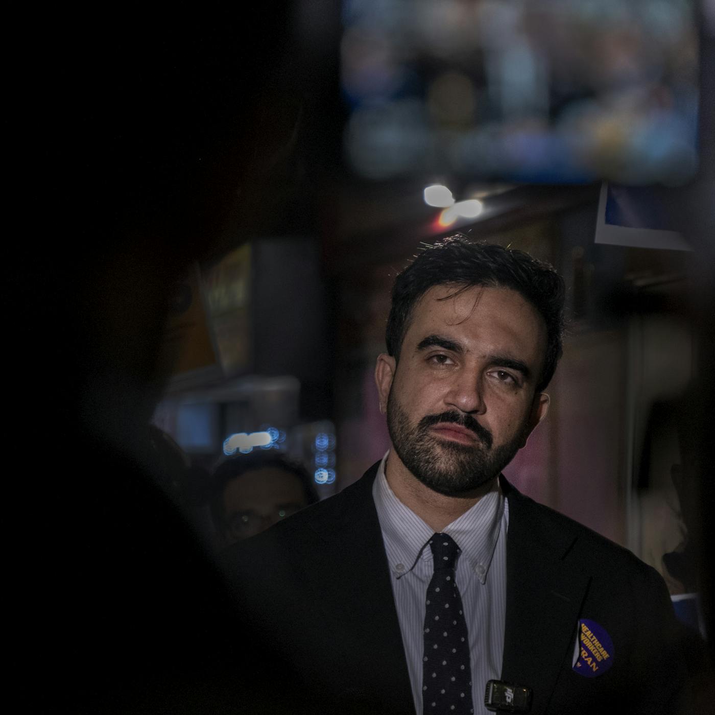 Mamdani speaks with reporters in Jackson Heights