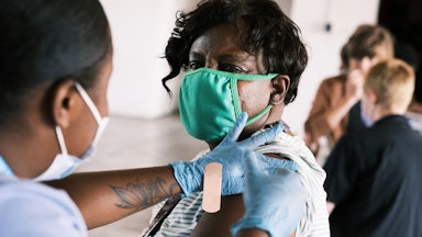 A person receives a Covid vaccine.