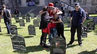 Friends and family members of people who have died from overdoses in Broome County gather for an annual memorial in downtown Binghamton, New York.