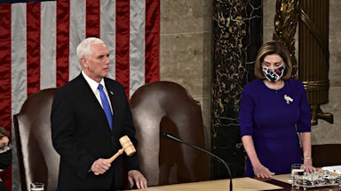 Vice President Mike Pence presides over a joint session of Congress on to ratify President-elect Joe Biden's Electoral College win over President Donald Trump.