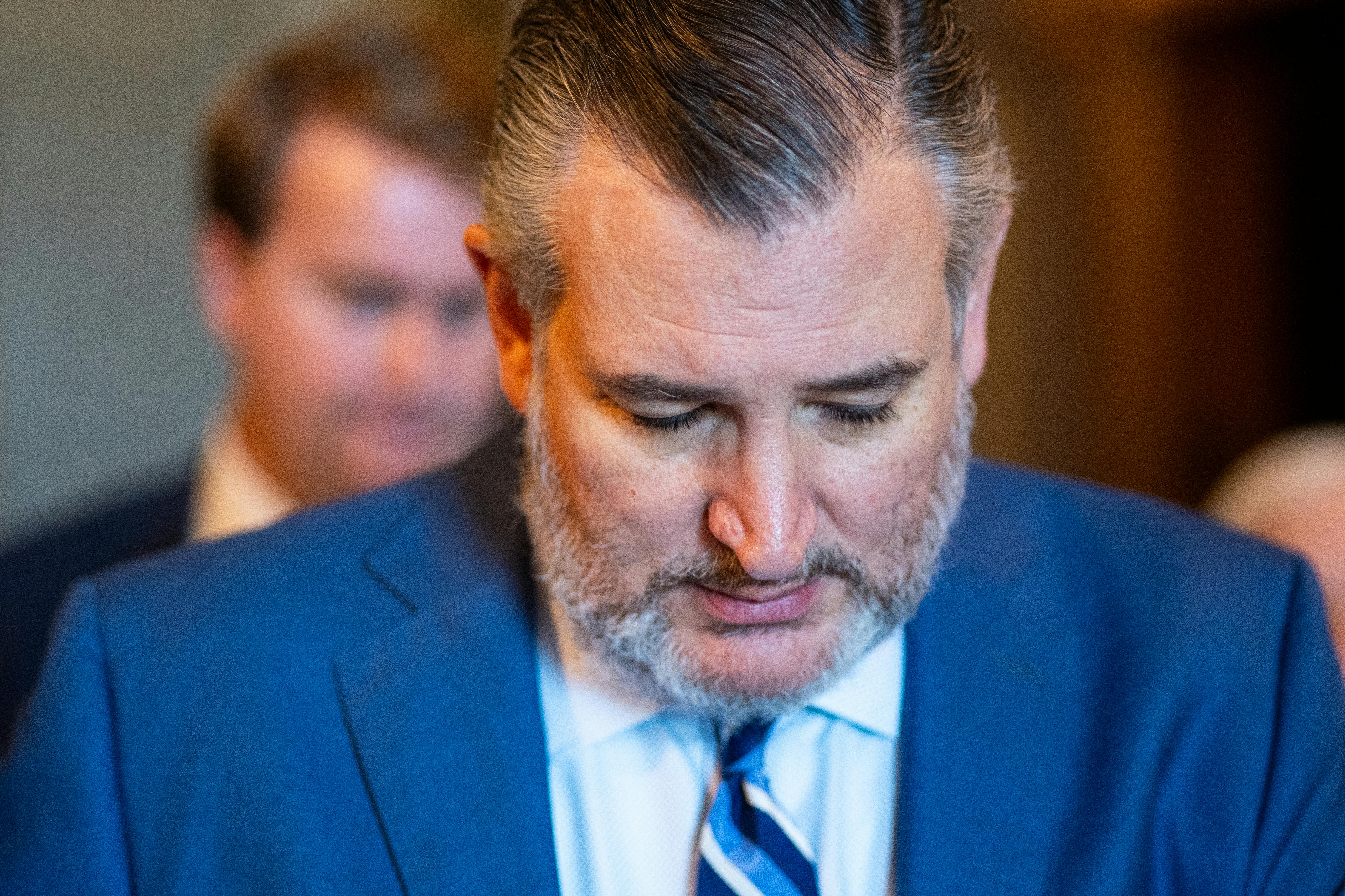Senator Ted Cruz looks down