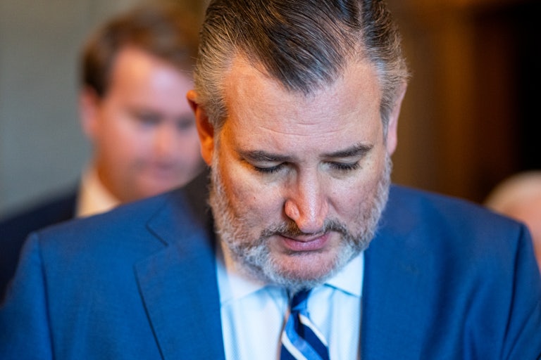 Senator Ted Cruz looks down