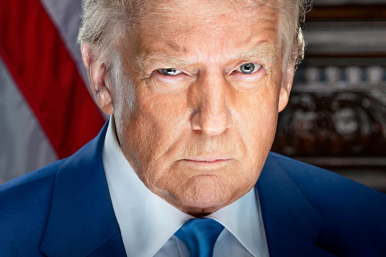 Trump’s second inaugural portrait, where he glares at the camera